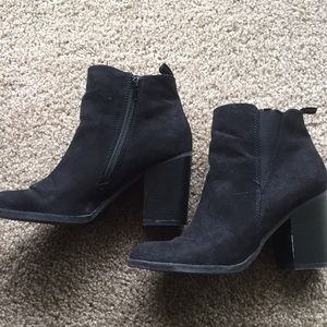 Express black faux suede ankle boots